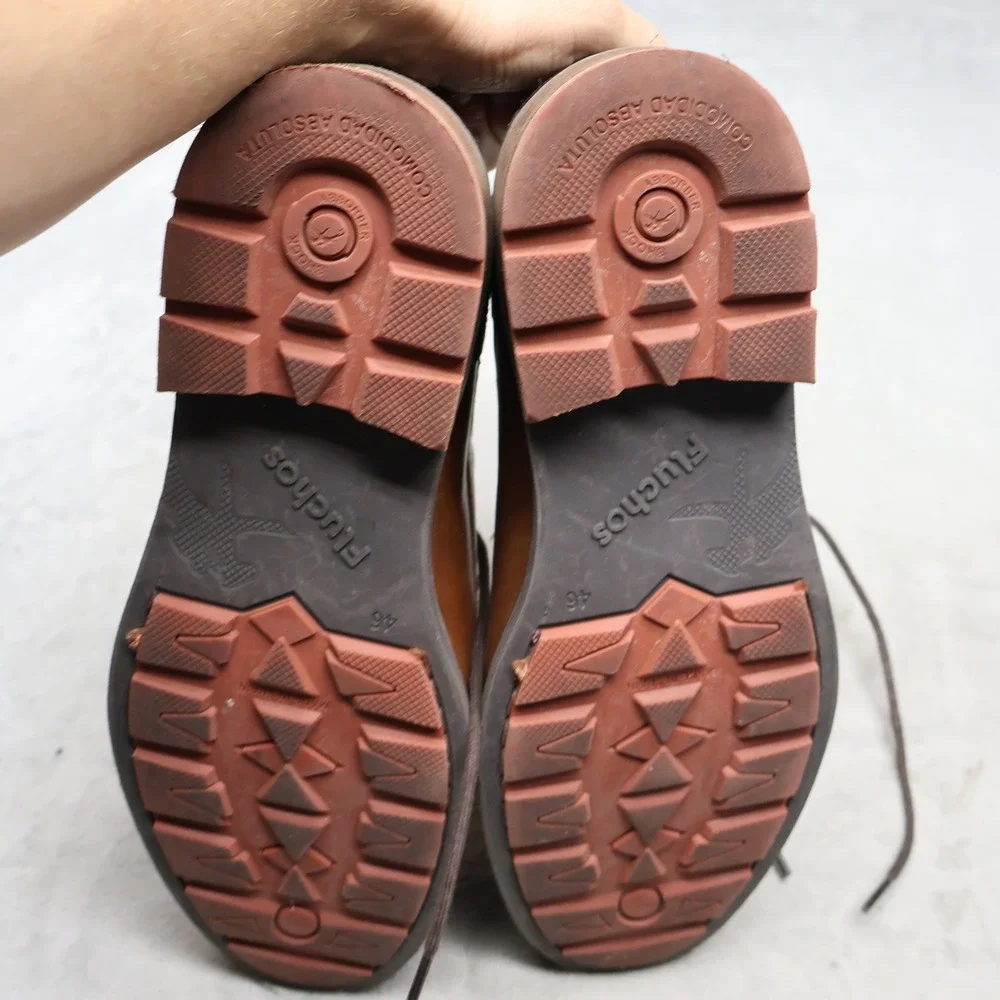 Fluchos Mens 12 Oxford Shoes Brown Leather Lug‎ Sole Derby Dress Casual EU46